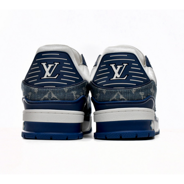 L.V Trainer Monogram Denim White Blue Sports Shoe